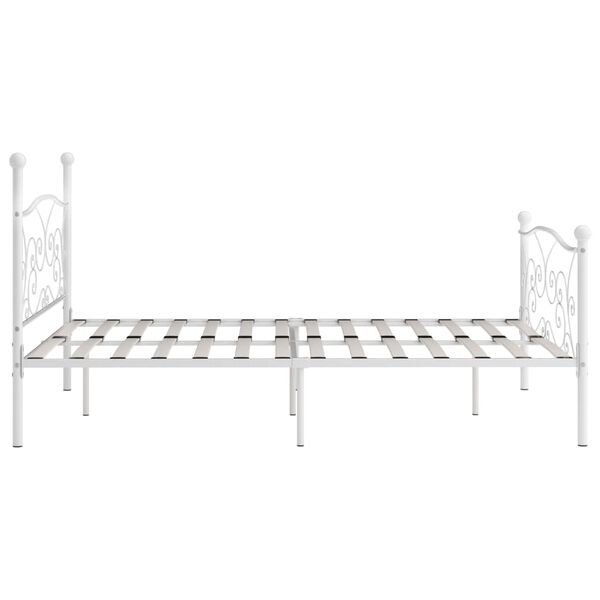 vidaXL Bed Frame White Metal, Plywood Super King Durable Bed Frame