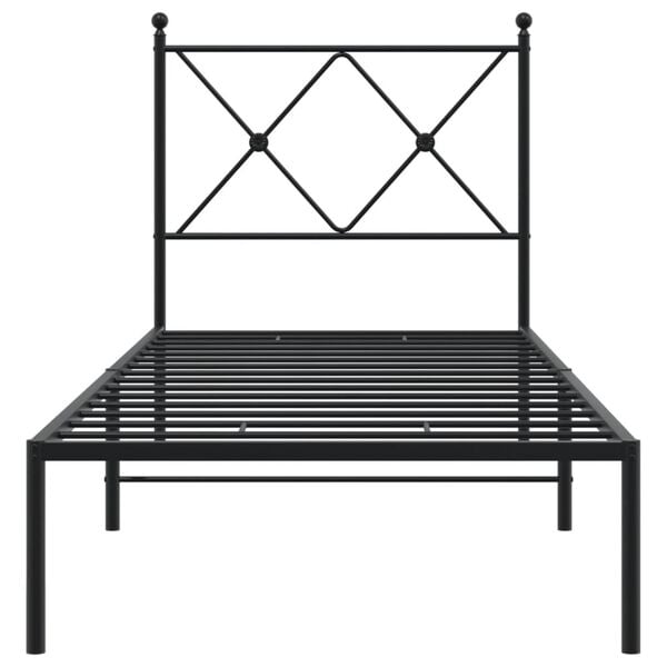 vidaXL Bed Frame Black Powder-Coated Steel Twin Bed Frame Rectangular