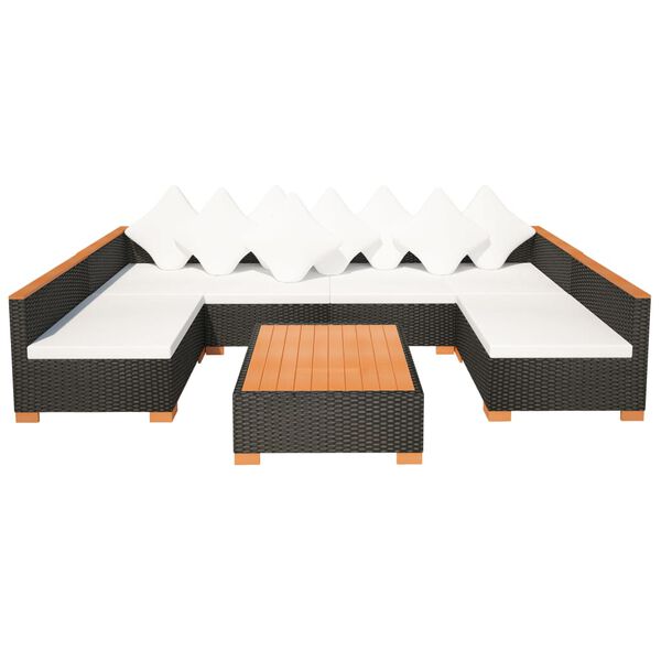 vidaXL Outdoor Sofa Set Black PE Rattan Large Modular