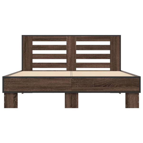 vidaXL Bed Frame Brown Oak Engineered Wood and Metal