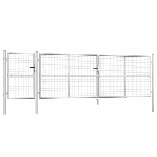 vidaXL Mesh Garden Gate Silver 196.9x49.2" Galvanised Steel