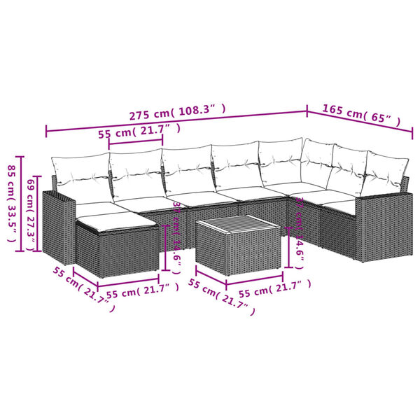 vidaXL Garden Sofa Set Black