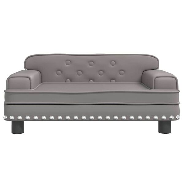 vidaXL Kids Sofa Grey Faux Leather Mini Attractive Design Kids Sofa