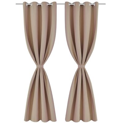 2 pcs Cream Blackout Curtains with Metal Rings 53" x 96"