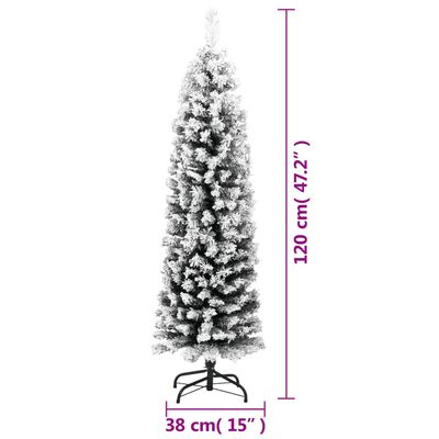 vidaXL Slim Artificial Christmas Tree with Flocked Snow Green 4 ft PVC