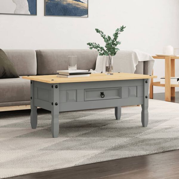 vidaXL Coffee Table Grey body and brown top Solid pinewood