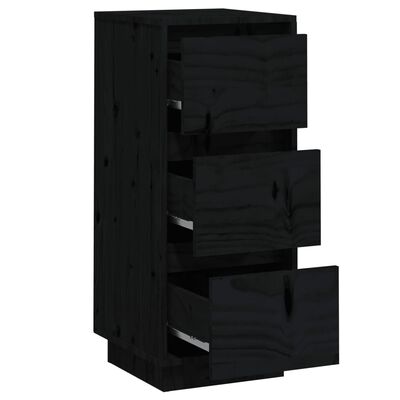 vidaXL Sideboard Black 12.6"x13.4"x29.5" Solid Wood Pine