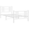 vidaXL Bed Frame White Steel Twin Metal Bed Frame Rectangular