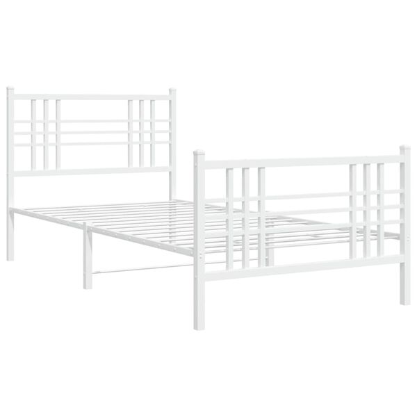 vidaXL Bed Frame White Steel Twin Metal Bed Frame Rectangular