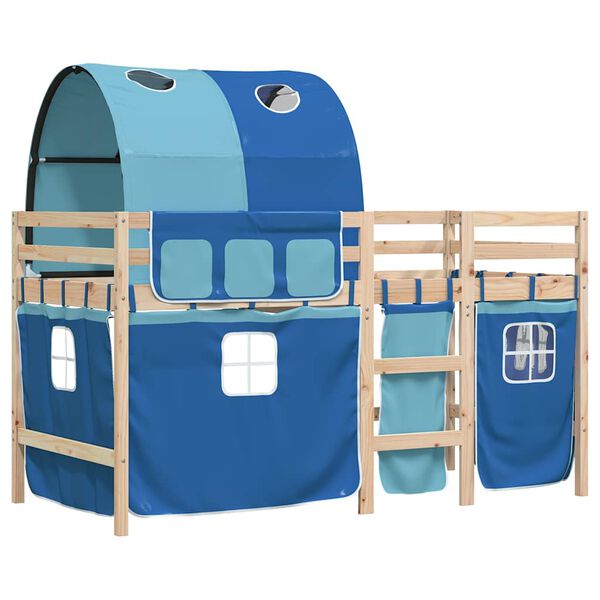 vidaXL Kids'Loft Bed Blue Solid Pine wood Twin Kids'Loft Bed
