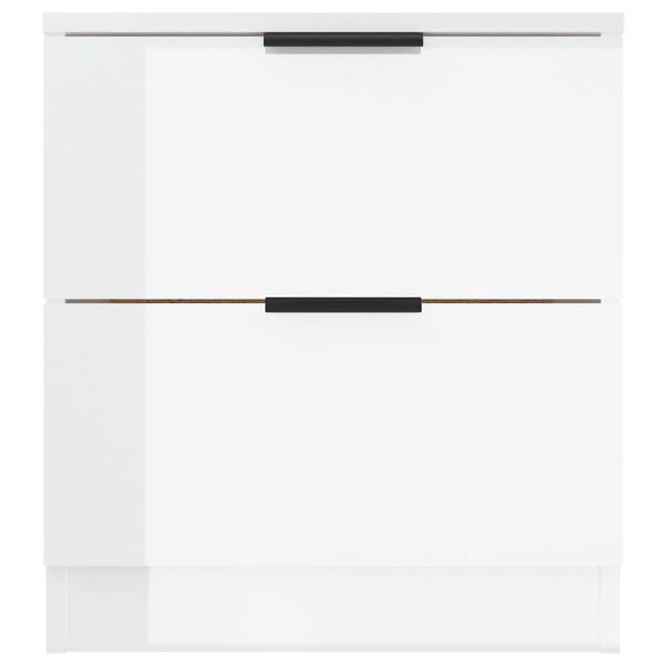 vidaXL Bedside Cabinet Set of 2 High gloss white Engineered wood Medium
