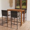 vidaXL Garden Bar Set Grey, Brown Solid Acacia Wood, PE Rattan Medium