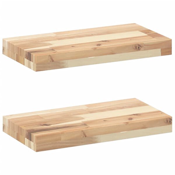 vidaXL Floating Shelf Set of 2 Natural Solid Acacia Wood (Untreated)