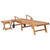vidaXL Sun Lounger With Table Set of 2 Natural Teak