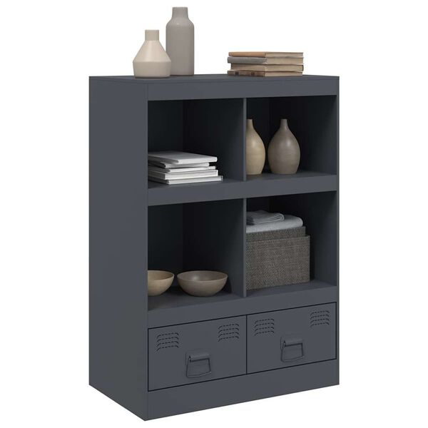 vidaXL Highboard Anthracite Cold-rolled steel 26.4x15.4x37.4 in
