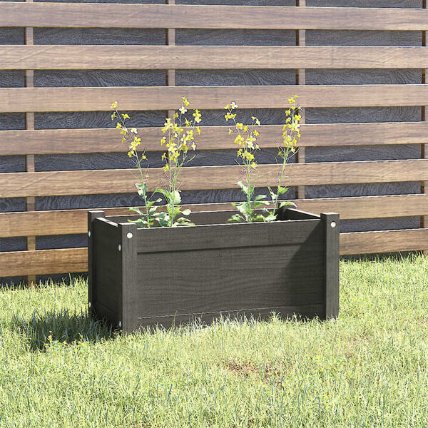 vidaXL Garden Planter Grey Solid pinewood 23.6x12.2x12.2 in Durable