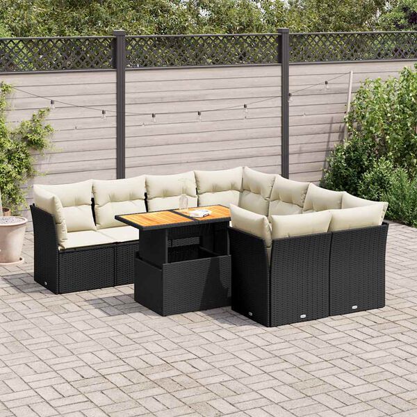 vidaXL Garden Sofa Set Black, Cream White