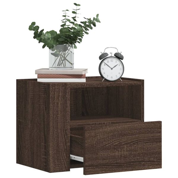 vidaXL Wall-mounted Bedside Cabinet Set of 2 Brown Oak Engineered Wood