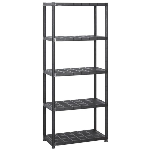 vidaXL Storage Shelf 5-Tier Black 111.8x15.0x66.9" Plastic (4x147684)