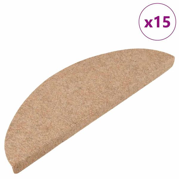 vidaXL Stair Mat Set of 15 Beige Needle felt fabric (95% PES, 5% PP)