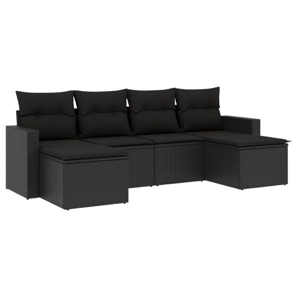 vidaXL Garden Sofa Set Black PE Rattan Medium Modular Garden Sofa Set