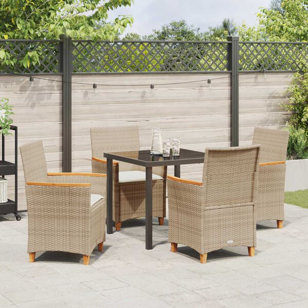 vidaXL Garden Dining Set 5 pcs Beige Poly Rattan