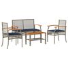 vidaXL Patio Lounge Set Grey PE Rattan Standard UV-resistant materials