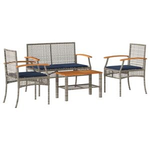 vidaXL Patio Lounge Set Grey PE Rattan Standard UV-resistant materials
