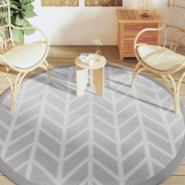 vidaXL Outdoor Carpet Grey Polypropylene (PP) Ø78.7 in Portable
