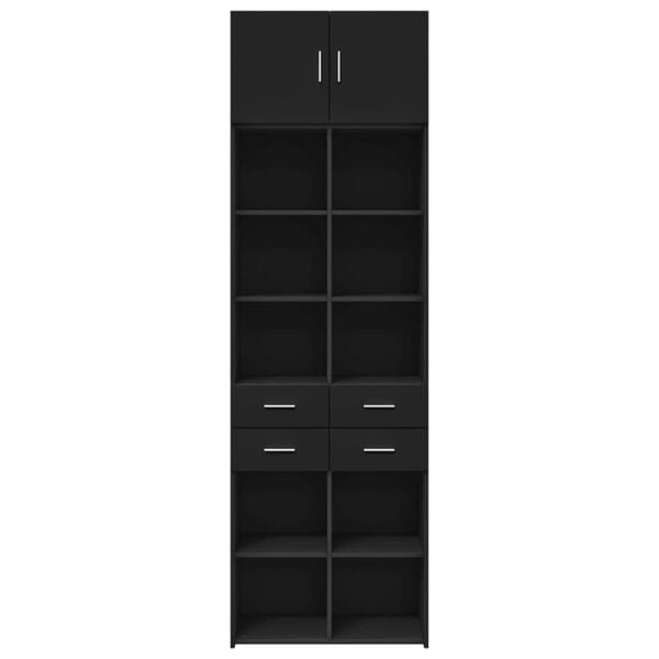 vidaXL Storage Cabinet Black Engineered Wood Large Storage Cabinet