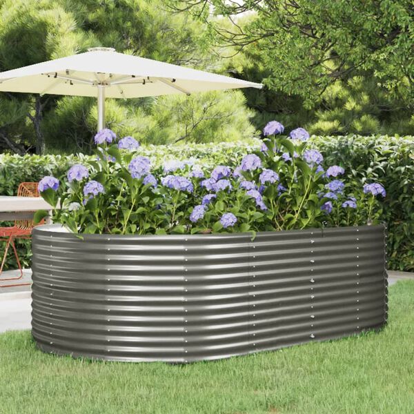 vidaXL Garden Raised Bed Grey Powder-coated steel Large Durable