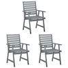 vidaXL Patio Dining Chairs with Cushions 3 pcs Solid Acacia Wood