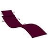 vidaXL Sunlounger Wine red cushion, Natural wood