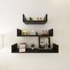 vidaXL Wall Shelf Set of 3 Black MDF with a matte finish