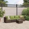 vidaXL Patio Lounge Set Brown PE Rattan 5 Piece Modular