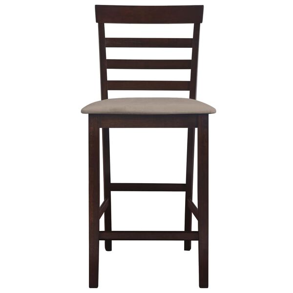 vidaXL Bar Stool Set of 2 Brown Rubberwood frame, Polyester fabric