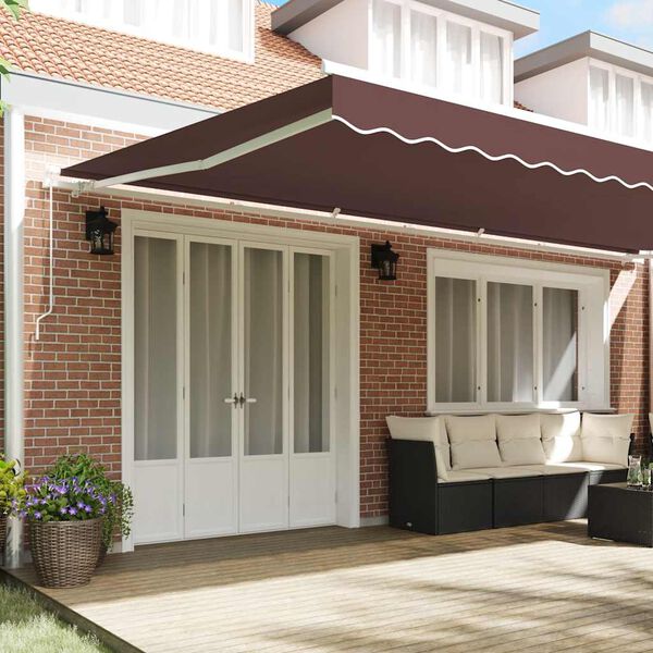 vidaXL Retractable Awning Brown and White