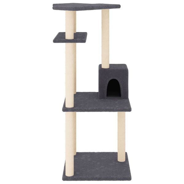 vidaXL Cat Tree Dark Gray Engineered wood, plush, sisal Medium Durable