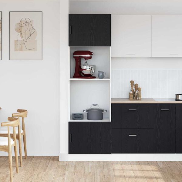 vidaXL Hanging Cabinet Riga Black Oak 23.62 x 22.44 x 81.50 in