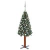vidaXL Slim Pre-lit Christmas Tree with Ball Set Green 59.1" PVC