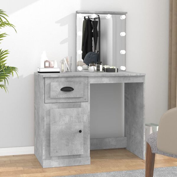 vidaXL Dressing Table Concrete gray Engineered wood, acrylic Medium