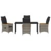 vidaXL Garden Dining Set with Cushion 5 pcs Grey Poly Rattan