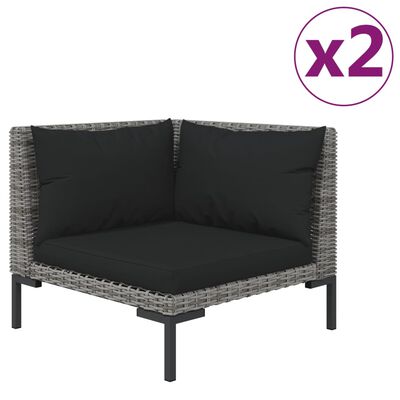 vidaXL 3 Piece Patio Lounge Set Dark Gray Half Round Poly Rattan