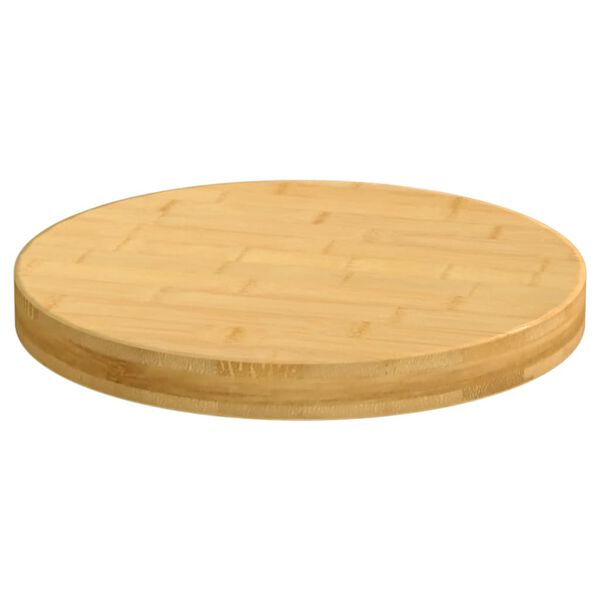 vidaXL Table Top Natural Bamboo Varnished Finish 15.7 in Round Modern