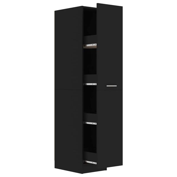vidaXL Apothecary Cabinet Black Engineered Wood Compact