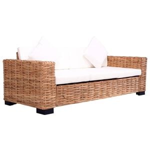 vidaXL Garden Sofa Natural Rattan 3-seater Seats Many Garden Sofa