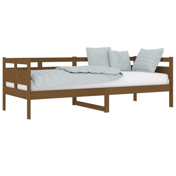 vidaXL Day Bed Honey Brown Solid Pine Wood, Plywood Twin