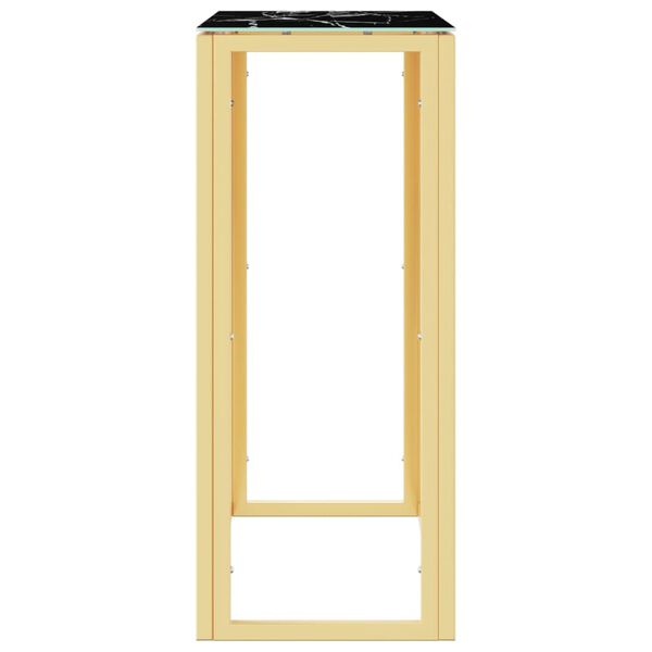 vidaXL Console Table Gold, Black Stainless Steel, Tempered Glass