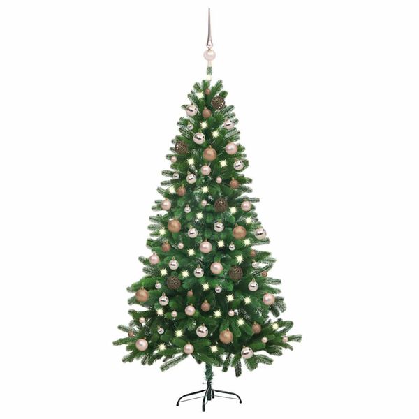 vidaXL Artificial Pre-lit Christmas Tree with Ball Set 70.9" Green