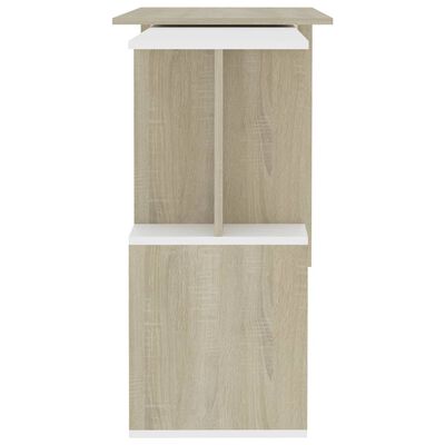 vidaXL Corner Desk White and Sonoma Oak 78.7"x19.7"x29.9" Engineered Wood
